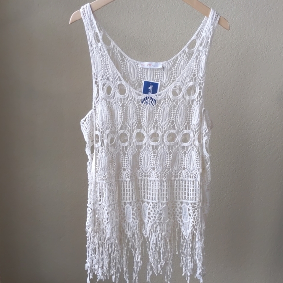 Love tree Cream crochet sleeveless boho top - Picture 2 of 8